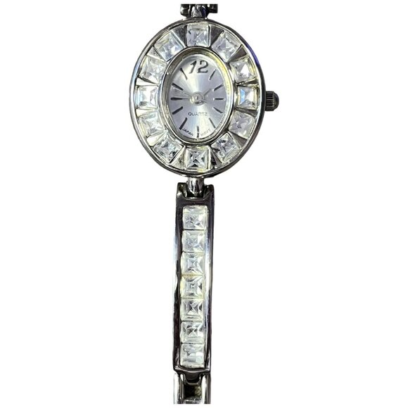 Women's Stainless Steel Quartz Watch With Faux Diamonds Elegant Time Piece - Picture 3 of 9